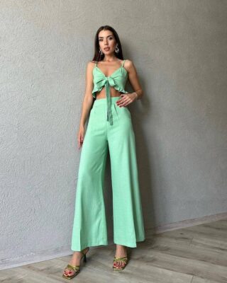 Luna Mint Two-Piece Tie Front Set